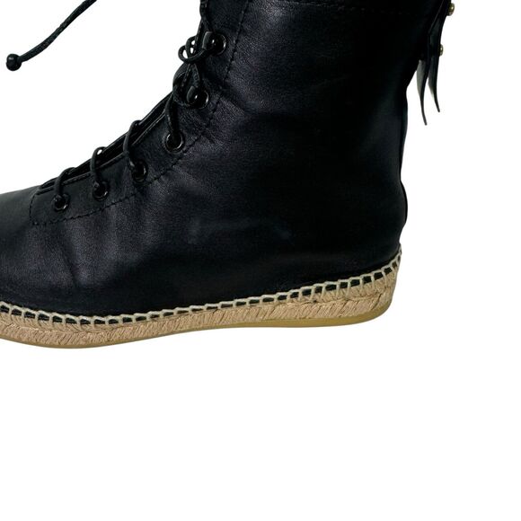 Frame Le Boston Leather High Top Espadrilles Booties Size 38.5 EU 7.5 US - Picture 5 of 16